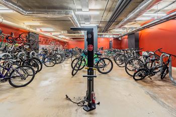 Bike storage with repair station